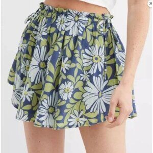 Aerie blue and green side tie Floral Mini Skirt - Size XS